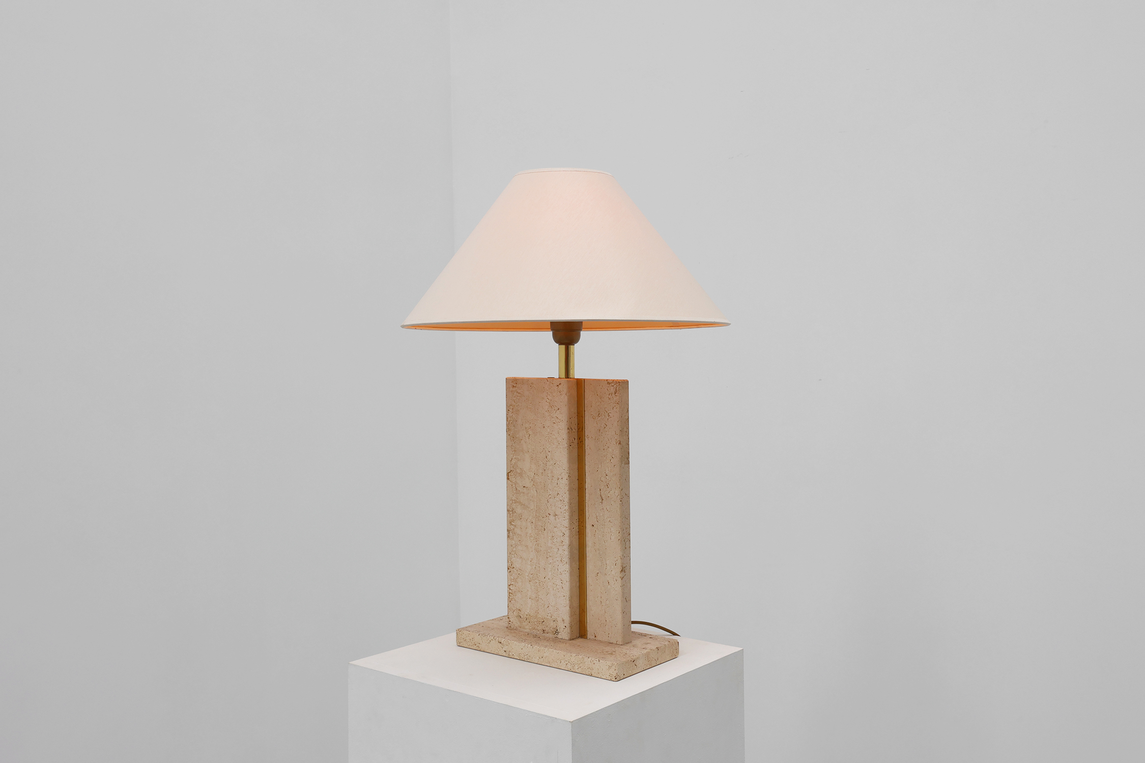 Travertin and messing table lamp by Belino in Hollywood regency stylethumbnail